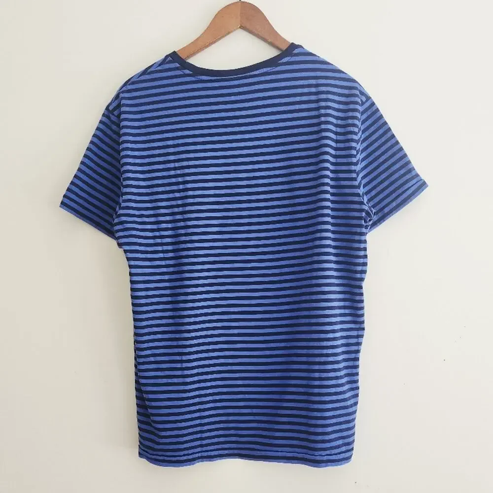 L Polo Ralph Lauren Navy and Blue Striped Tee